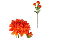 Jiřina - umělá květina, 5 květů, oranžová barva.