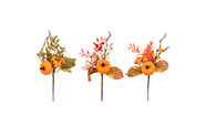 Podzimní umělá větev - dýně, listí a bobule, mix 3 druhů, cena za 1 ks.