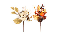 Podzimní umělá větev - dýně, listí a bobule, mix 2 druhů, cena za 1 ks.