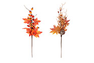 Větvička umělá - podzimní, lístí a bobule, mix 2 druhů, cena za 1 ks.