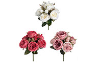 Kytice z růží - umělá, 9 květů, mix barev, cena za 1 ks.