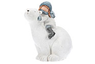 Holčička na ledním medvědovi, vánoční dekorace, magnéziová keramika