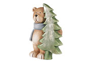 Medvěd se stromkem, keramická dekorace.