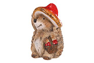 Ježek s houbovým kloboučkem - keramická figurka, mix 2 druhů, cena za 1 ks.