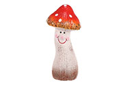 Mochomůrka červená - keramická dekorace, špičatý klobouk, smějící se.
