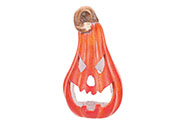 Dýně tvar hrušky obličejem - keramika, na čaj./LED svíčku, barva oranžová.