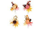 Větvička podzimní - listí, dýně, bobule a šišky, umělá, mix 4 druhů, cena za 1 ks.