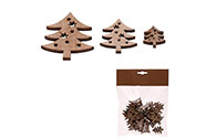 Stromečky - dřevěné přízdoby, mix 3 vel., přírodní b., cena za 1 sáček (18 ks).