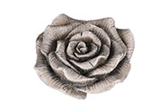 Květ růže v klasickém tvaru - malý, polyresin, barva šedá.