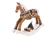 Houpací koník - polyresinová figurka, střední vel., barva hnědo - bílá.