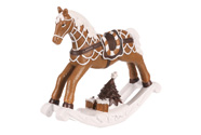 Houpací koník - polyresinová figurka, malá, barva hnědo - bílá.