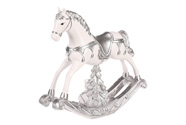 Houpací koník - polyresinová figurka, střední vel., barva bílo - stříbrná.