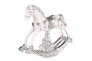 Houpací koník - polyresinová figurka, malá, barva bílo - stříbrná.