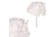 Puget z pěnových růžiček do ruky, barva bílá, umělá dekorace