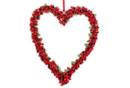 Srdíčko na zavěšení s bobulemi, barva červená ,umělá dekorace