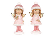 Dívka v růžovém oblečku a čepičce, mix 2 druhů, cena za 1 ks.