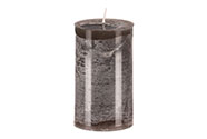 Svíčka sloupcovitá nižší - parafínový vosk, bez vůně, barva tmavě šedá.