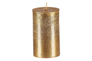 Svíčka sloupcovitá nižší - parafínový vosk, bez vůně, barva metalická zlatá.