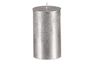 Svíčka sloupcovitá nižší - parafínový vosk, bez vůně, barva metalická stříbrná.