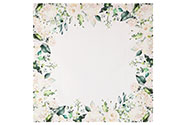 Ubrus s motivem bílých hortenzií a růží, 80x80 cm,100 % polyester.