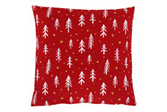 Polštář sametový s výplní - červený vánoční, 100% polyester, 45 x 45 cm.