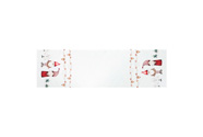 Běhoun bílý - vánoční, okraje se skřítky, 100% polyester, 40 x 150 cm.