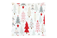 Polštář sametový s výplní - barevné vánoční stromky, 100% polyester, 45 x 45 cm.