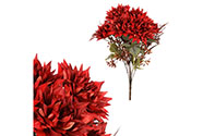 Kytice jiřin s podzimními přízdobami - umělá, barva červená.