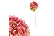 Hortenzie s pozlacením - umělý květ na stonku, barva růžová.