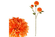 Jiřina - umělá řezaná květina, 3 hlavy, barva oranžová.