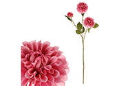 Jiřina - umělá řezaná květina, 3 hlavy, barva růžová.
