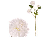 Jiřina - umělá řezaná květina, 3 hlavy, barva bílá.