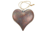 Srdíčko, kovová dekorace na zavěšení, antik měděná barva