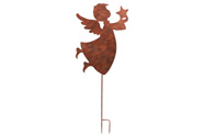 Kovový anděl s hvězdou - zápich, výška 135 cm, barva měděná-antik.