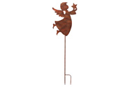 Kovový anděl s hvěždou - zápich, výška 40 cm, barva měděná-antik.