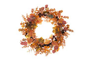 Věnec podzimní, šišky a oranžové listí, průměr 60 cm.