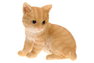 Kočka v béžové barvě, sedící, polyresinová dekorace
