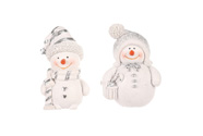 Sněhulák s čepicí a šálou - polyresinová figurka, mix 2 druhů, cena za 1 ks.