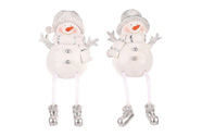 Sněhulák s visícíma nohama - polyresin, mix 2 druhů, bílý, cena za 1 ks.