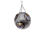 Koule s LED světlem, dekor s motýlky, kovová zahradní dekorace na zavěšení