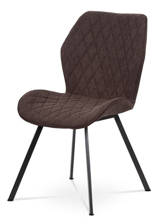 Jídelní židle, potah hnědá látka, kovová čtyřnohá podnož, antracitový matný lak - AC-1121 BR2