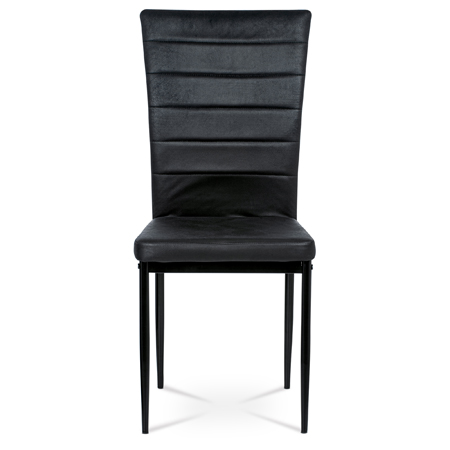 Jídelní židle, černá látka imitace broušené kůže, kov černý mat - AC-9910 BK3