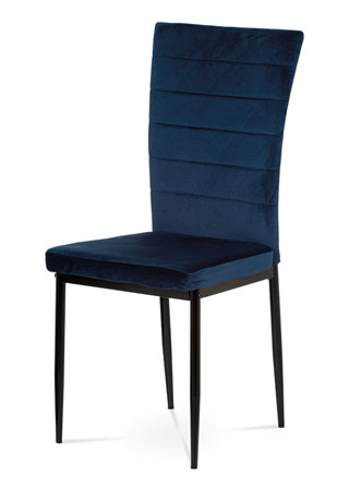 Jídelní židle, modrá látka samet, kov černý mat - AC-9910 BLUE4