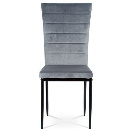 Jídelní židle, šedá látka samet, kov černý mat - AC-9910 GREY4