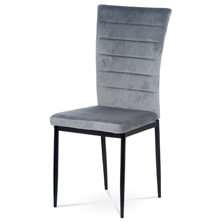 Jídelní židle, šedá látka samet, kov černý mat - AC-9910 GREY4