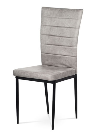 Jídelní židle, Lanýžová látka imitace broušené kůže, kov černý mat - AC-9910 LAN3