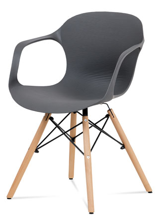 Jídelní židle, šedý strukturovaný plast / natural - ALBINA GREY