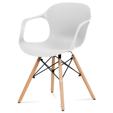 Jídelní židle bílý strukturovaný plast / natural - ALBINA WT