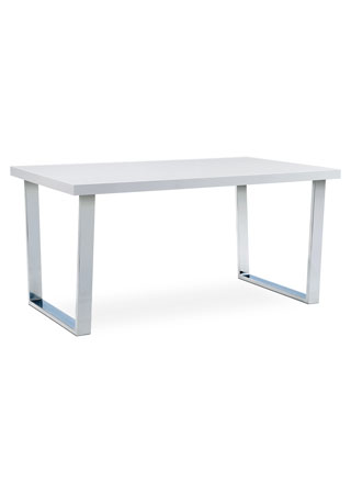 Jídelní stůl 150x90 cm, MDF deska, bílý vysoký lesk, chromovaná podnož - AT-2088 WT