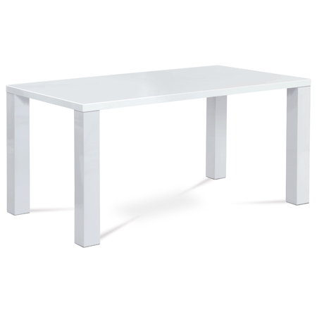 Jídelní stůl 160x90x76 cm, vysoký lesk bílý - AT-3008 WT